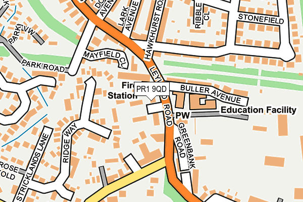 PR1 9QD map - OS OpenMap – Local (Ordnance Survey)