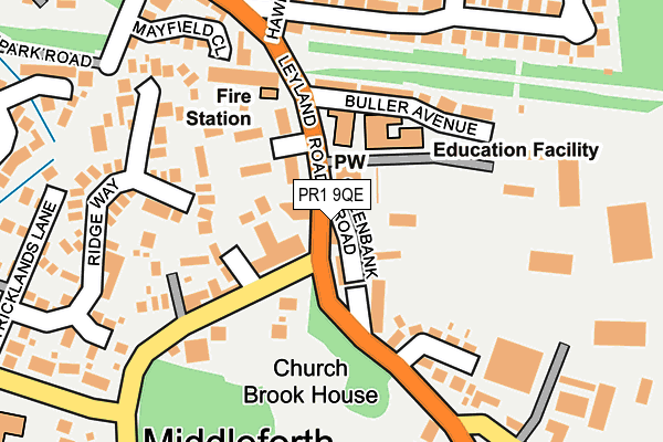 PR1 9QE map - OS OpenMap – Local (Ordnance Survey)