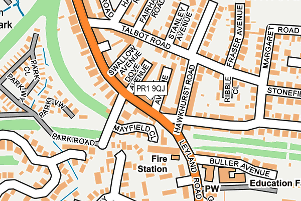 PR1 9QJ map - OS OpenMap – Local (Ordnance Survey)
