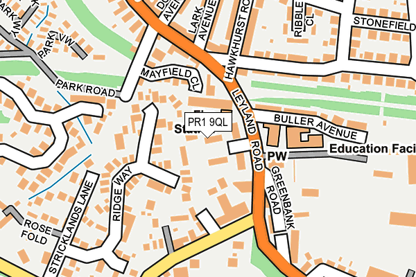 PR1 9QL map - OS OpenMap – Local (Ordnance Survey)