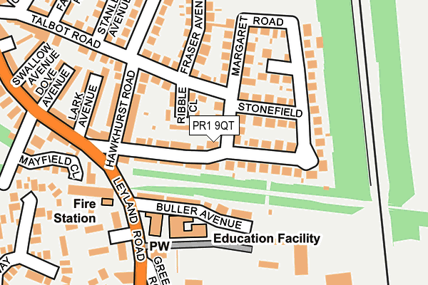 PR1 9QT map - OS OpenMap – Local (Ordnance Survey)