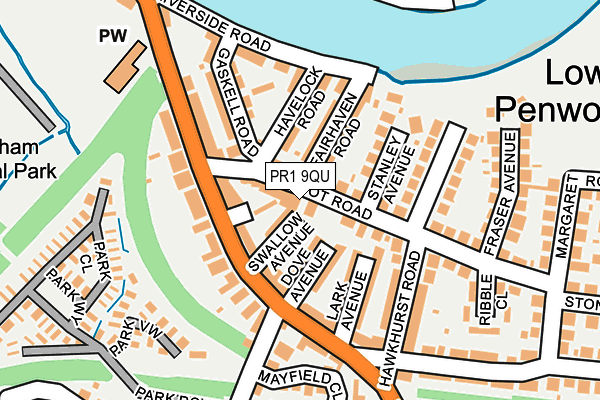 PR1 9QU map - OS OpenMap – Local (Ordnance Survey)