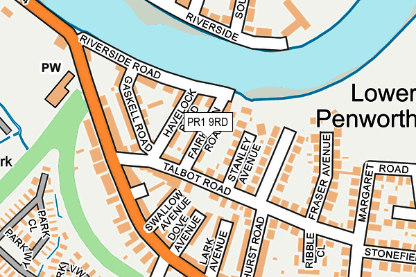 PR1 9RD map - OS OpenMap – Local (Ordnance Survey)