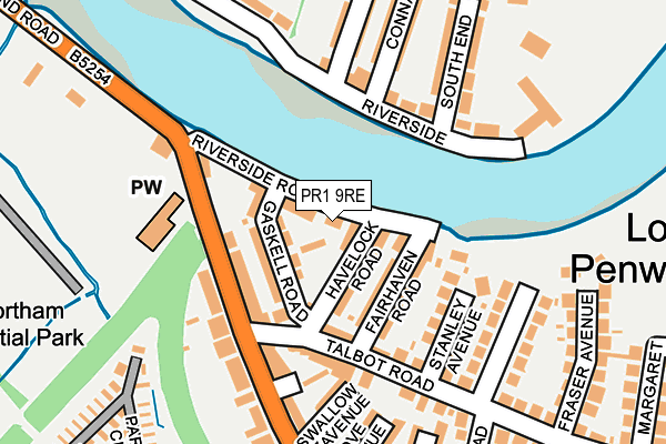 PR1 9RE map - OS OpenMap – Local (Ordnance Survey)