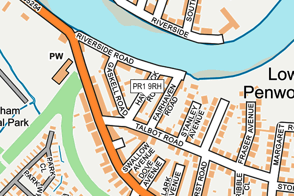 PR1 9RH map - OS OpenMap – Local (Ordnance Survey)