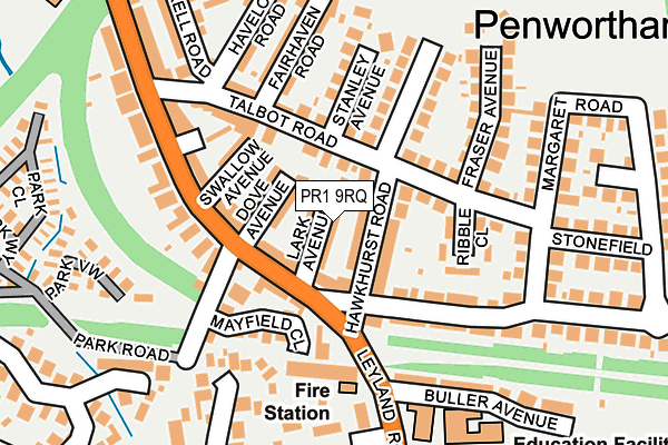 PR1 9RQ map - OS OpenMap – Local (Ordnance Survey)