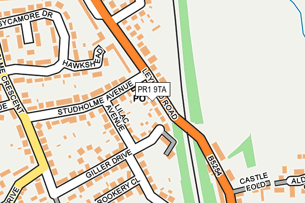 PR1 9TA map - OS OpenMap – Local (Ordnance Survey)