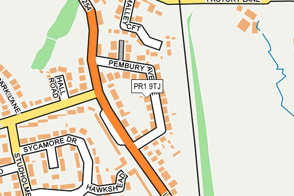 PR1 9TJ map - OS OpenMap – Local (Ordnance Survey)