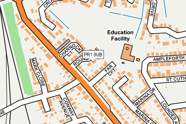 PR1 9UB map - OS OpenMap – Local (Ordnance Survey)