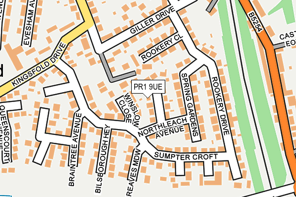 PR1 9UE map - OS OpenMap – Local (Ordnance Survey)