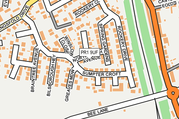 PR1 9UF map - OS OpenMap – Local (Ordnance Survey)