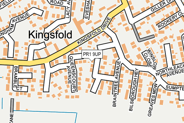 PR1 9UP map - OS OpenMap – Local (Ordnance Survey)