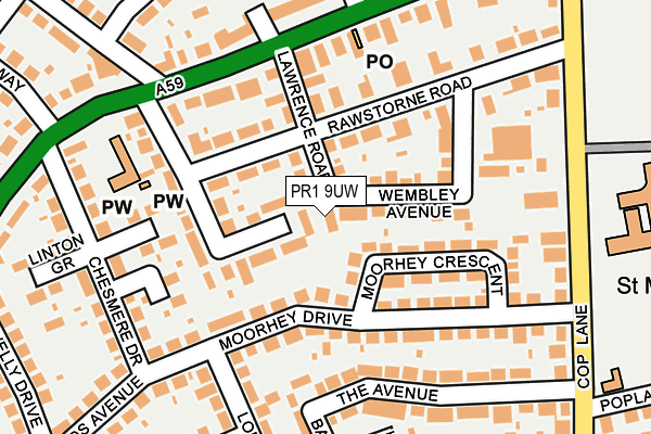 PR1 9UW map - OS OpenMap – Local (Ordnance Survey)