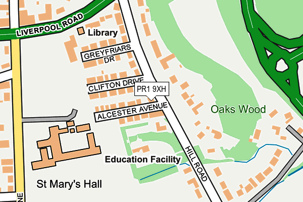 PR1 9XH map - OS OpenMap – Local (Ordnance Survey)