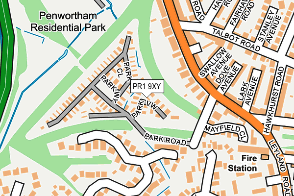 PR1 9XY map - OS OpenMap – Local (Ordnance Survey)