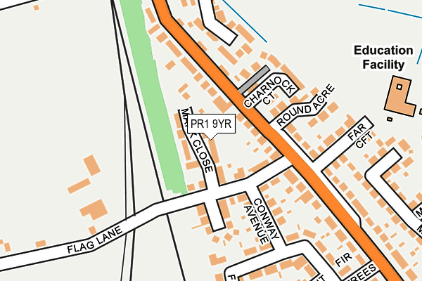 PR1 9YR map - OS OpenMap – Local (Ordnance Survey)
