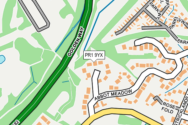 PR1 9YX map - OS OpenMap – Local (Ordnance Survey)