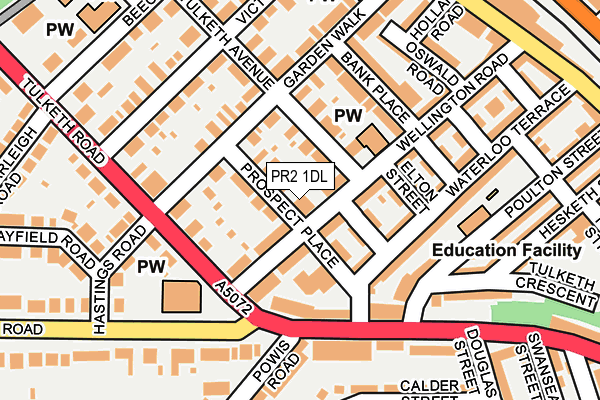 PR2 1DL map - OS OpenMap – Local (Ordnance Survey)