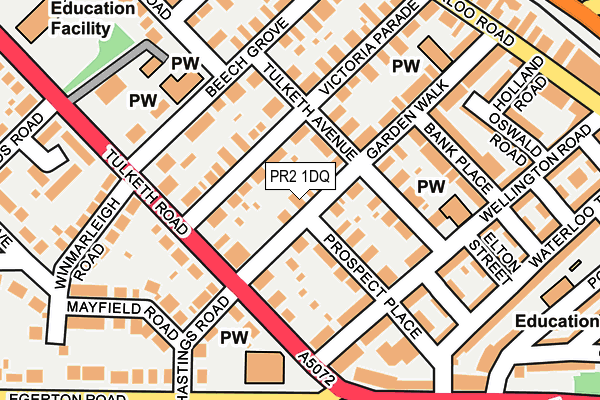 PR2 1DQ map - OS OpenMap – Local (Ordnance Survey)