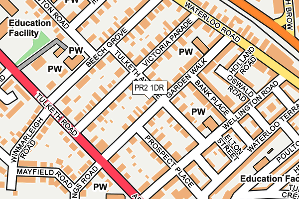 PR2 1DR map - OS OpenMap – Local (Ordnance Survey)