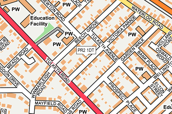 PR2 1DT map - OS OpenMap – Local (Ordnance Survey)