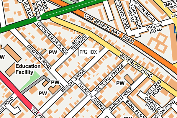 PR2 1DX map - OS OpenMap – Local (Ordnance Survey)