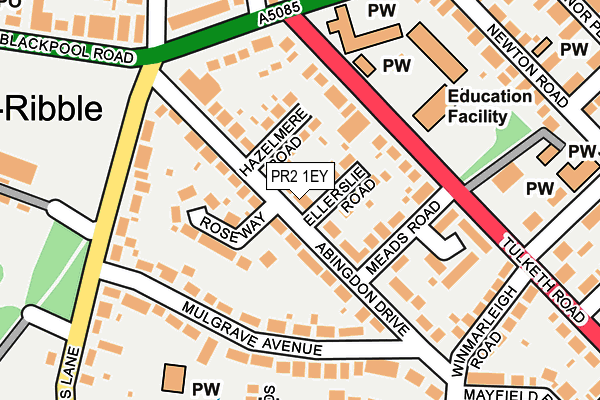 PR2 1EY map - OS OpenMap – Local (Ordnance Survey)