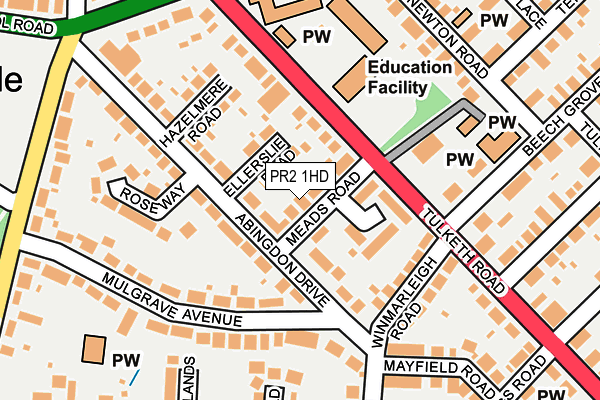 PR2 1HD map - OS OpenMap – Local (Ordnance Survey)