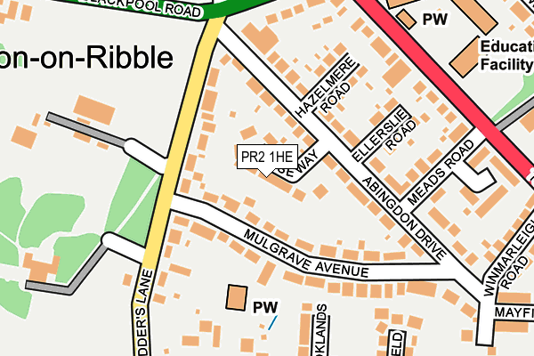 PR2 1HE map - OS OpenMap – Local (Ordnance Survey)