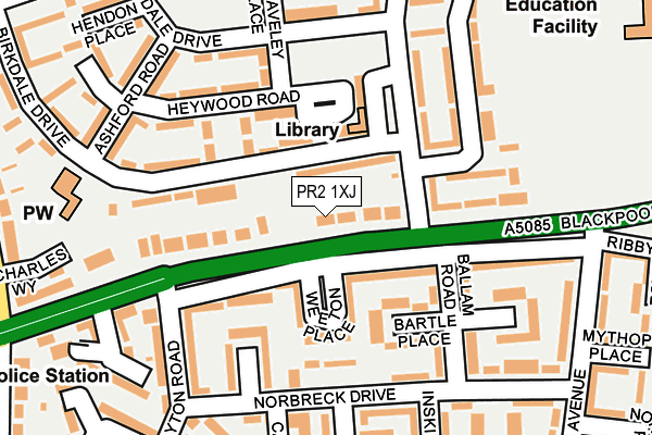PR2 1XJ map - OS OpenMap – Local (Ordnance Survey)