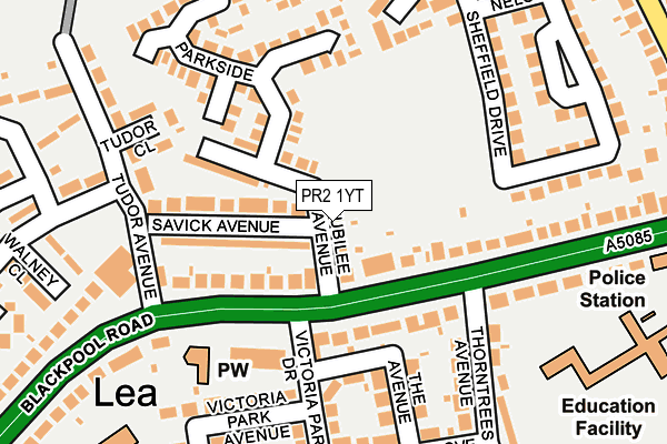 PR2 1YT map - OS OpenMap – Local (Ordnance Survey)
