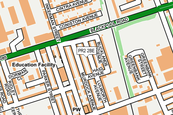 PR2 2BE map - OS OpenMap – Local (Ordnance Survey)