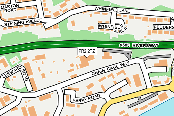 PR2 2TZ map - OS OpenMap – Local (Ordnance Survey)