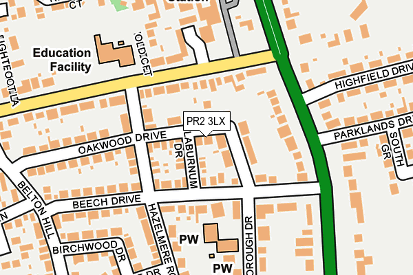 PR2 3LX map - OS OpenMap – Local (Ordnance Survey)