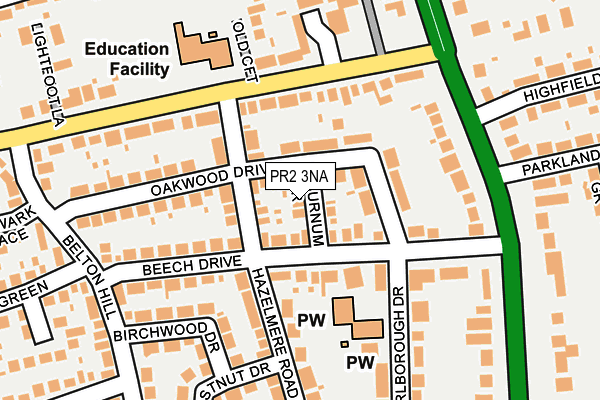 PR2 3NA map - OS OpenMap – Local (Ordnance Survey)