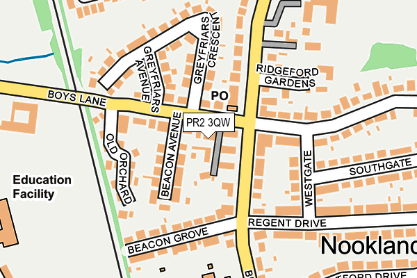 PR2 3QW map - OS OpenMap – Local (Ordnance Survey)