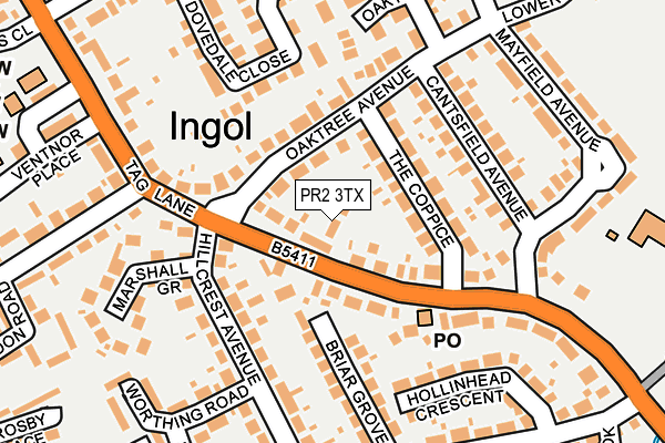 PR2 3TX map - OS OpenMap – Local (Ordnance Survey)