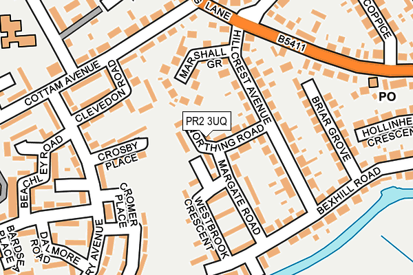 PR2 3UQ map - OS OpenMap – Local (Ordnance Survey)