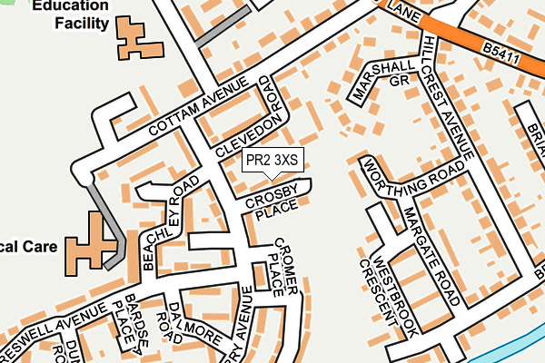 PR2 3XS map - OS OpenMap – Local (Ordnance Survey)