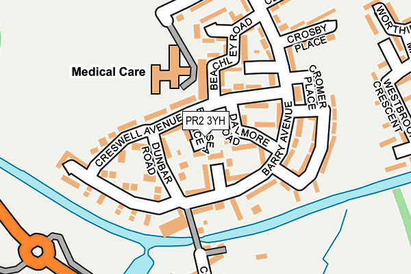 PR2 3YH map - OS OpenMap – Local (Ordnance Survey)