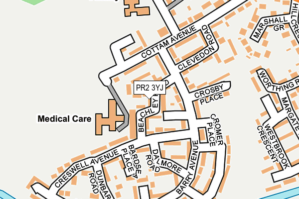 PR2 3YJ map - OS OpenMap – Local (Ordnance Survey)