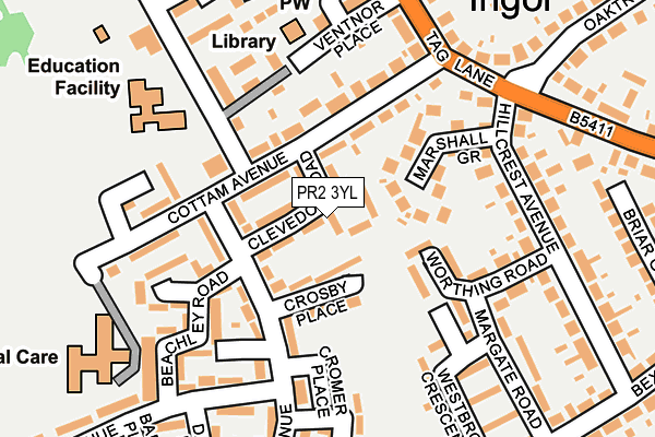 PR2 3YL map - OS OpenMap – Local (Ordnance Survey)