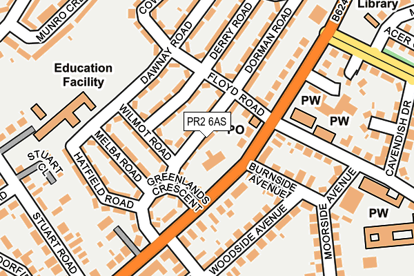 PR2 6AS map - OS OpenMap – Local (Ordnance Survey)