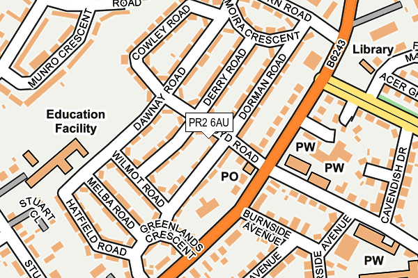 PR2 6AU map - OS OpenMap – Local (Ordnance Survey)