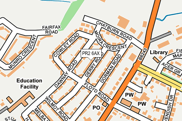 PR2 6AX map - OS OpenMap – Local (Ordnance Survey)