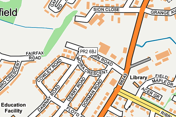PR2 6BJ map - OS OpenMap – Local (Ordnance Survey)