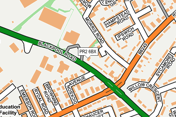 PR2 6BX map - OS OpenMap – Local (Ordnance Survey)