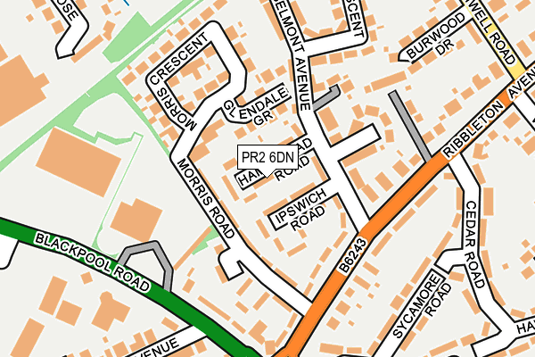 PR2 6DN map - OS OpenMap – Local (Ordnance Survey)
