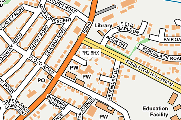PR2 6HX map - OS OpenMap – Local (Ordnance Survey)
