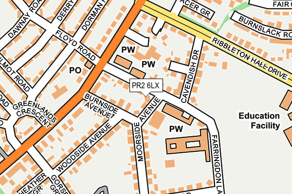 PR2 6LX map - OS OpenMap – Local (Ordnance Survey)